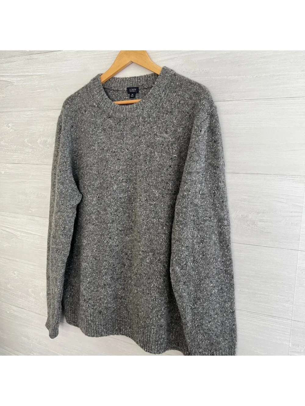 NWT J.Crew Men’s Gray Donegal Wool Blend Crewneck Sweater XL